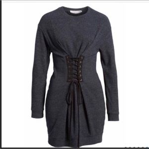Nordstrom WAYF gray ribbed corset sweater dress